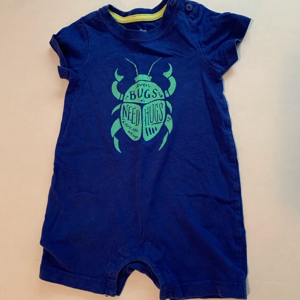 Baby Gap Bugs need Hugs Blue Baby Romper 12-18 months